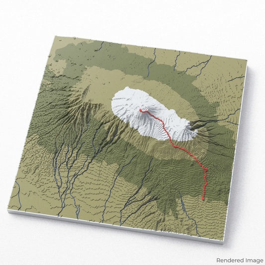 Marangu-Route – 3D-Karte des Kilimandscharo